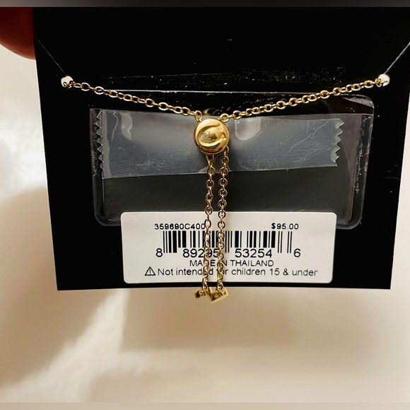 NWT Coach Signature C Slider Adjustable Bracelet Gold Blue MSRP $95 - Picture 2 of 2
